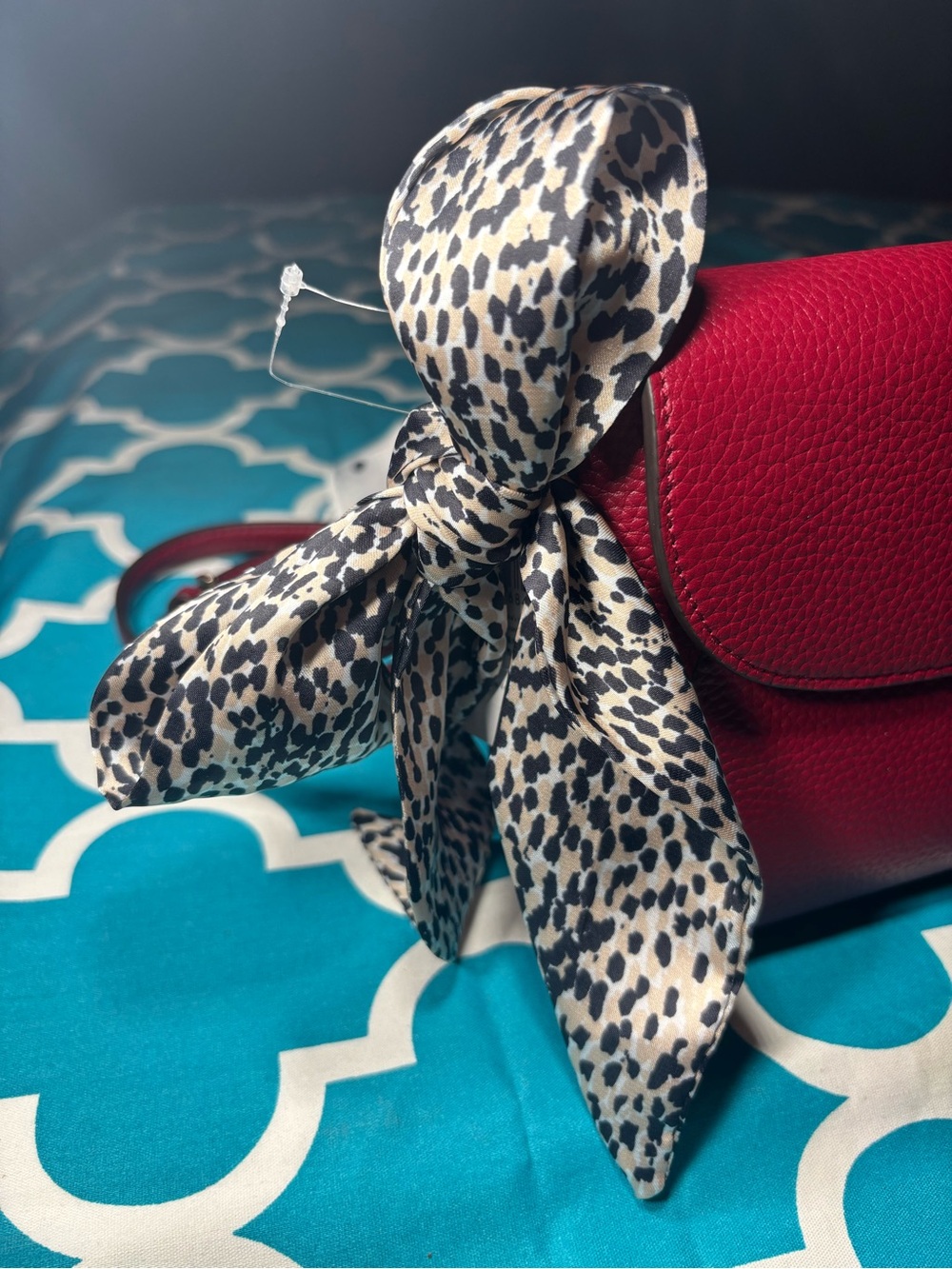 New Leopard Print Twilly Scarf Purse Bag 2.5” x 36” Black & Beige